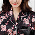 2 Pcs Set Flower Print Long-sleeve Satin Top And Pants