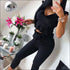 2 Pcs Women Ruffled Design Sleeveless Tops And Solid Color Pants Set