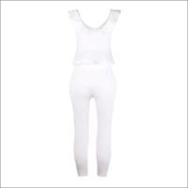 2 Pcs Women Ruffled Design Sleeveless Tops And Solid Color Pants Set