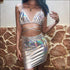 2 Pcs/Set Lace-up Fluorescence Color Crop Top And Skirt Set