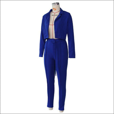 2 Pcs/set Solid Color Lapel Blazer Pencil Pants