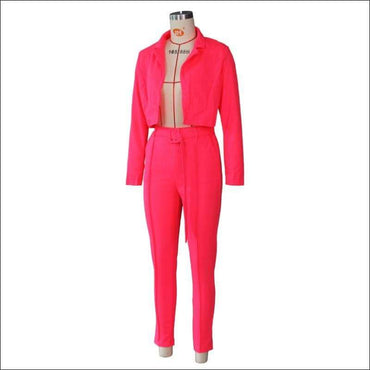 2 Pcs/set Solid Color Lapel Blazer Pencil Pants