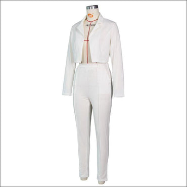 2 Pcs/set Solid Color Lapel Blazer Pencil Pants