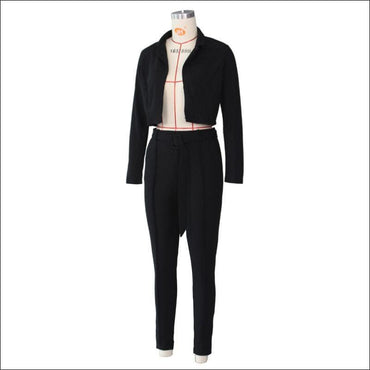 2 Pcs/set Solid Color Lapel Blazer Pencil Pants