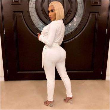 2 Pcs/set Solid Color Lapel Blazer Pencil Pants