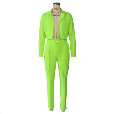 2 Pcs/set Solid Color Lapel Blazer Pencil Pants