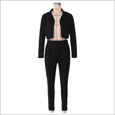 2 Pcs/set Solid Color Lapel Blazer Pencil Pants