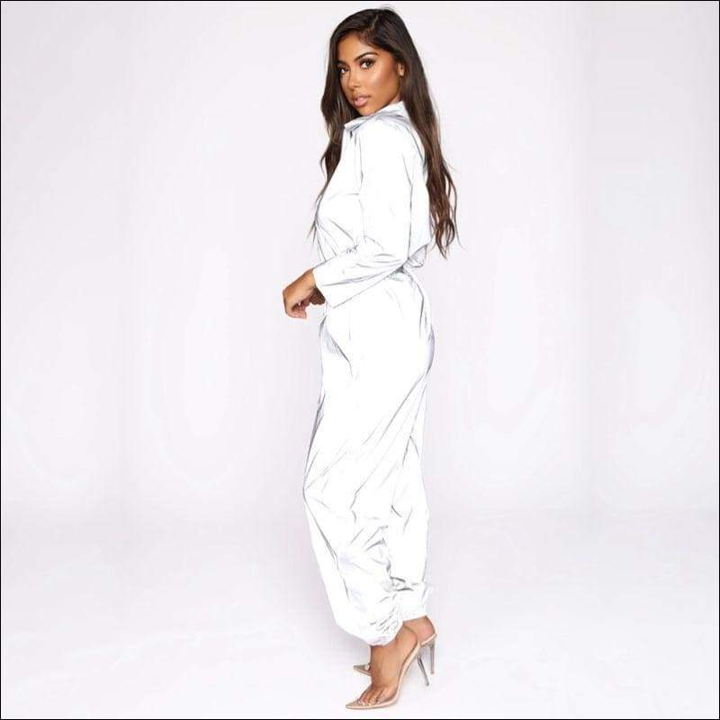 3M Fabric Loose Pattern Casual Jumpsuits - M / Silver - 