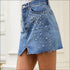 A Shape High-waisted Unique Triangle Cutting Denim Skirt