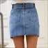 A Shape High-waisted Unique Triangle Cutting Denim Skirt