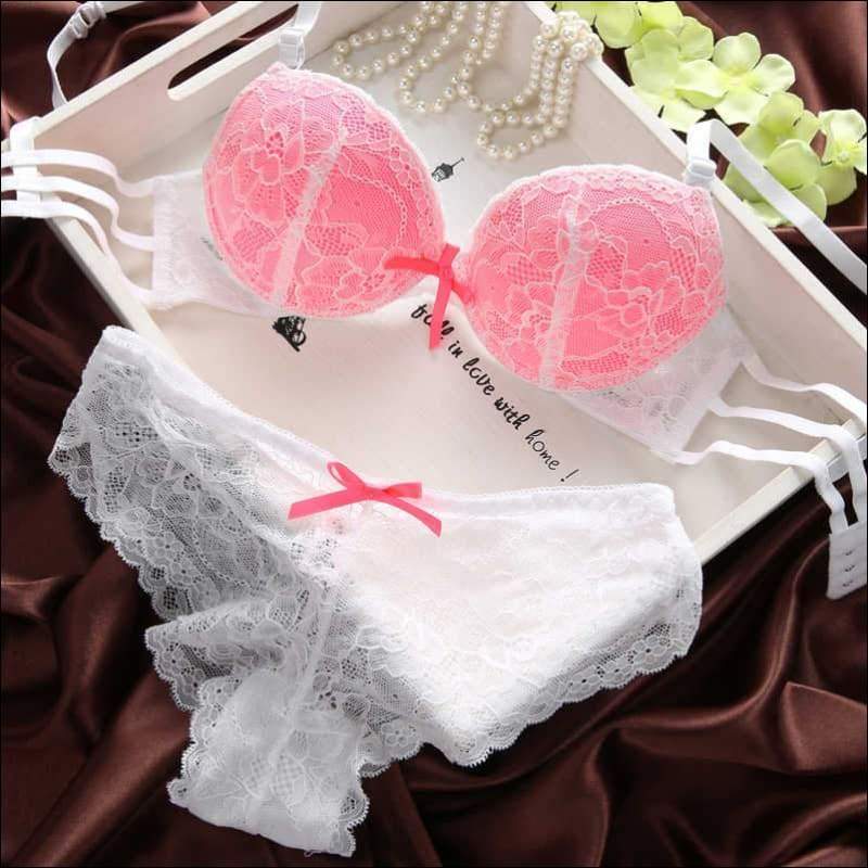 Adjustable Lace Push-up Seamless Bras Sets - 70B / Pink - 