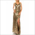 Allover Sequined & Floral Embroidered Gown