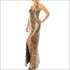 Allover Sequined & Floral Embroidered Gown