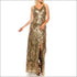 Allover Sequined & Floral Embroidered Gown