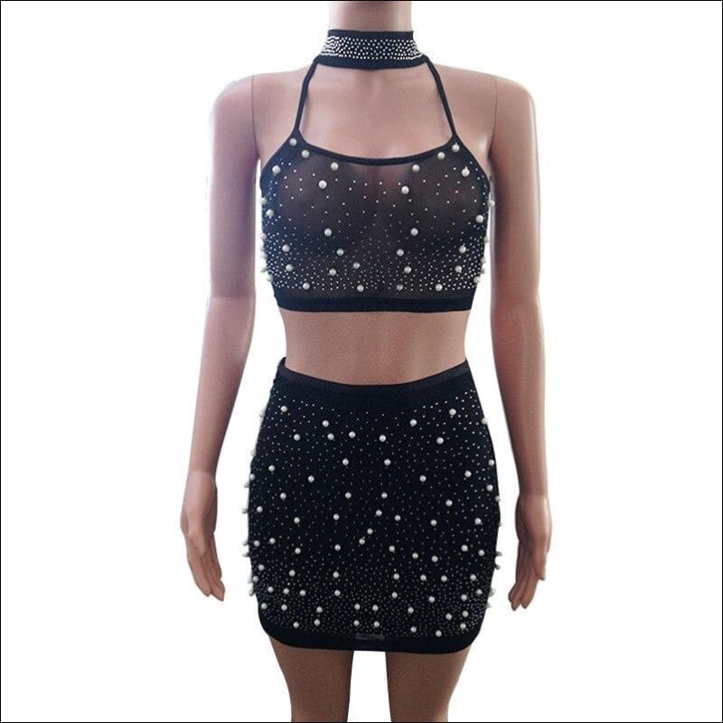 Backless Bandage Top And Bodycon Skirt Three Pieces Sets 