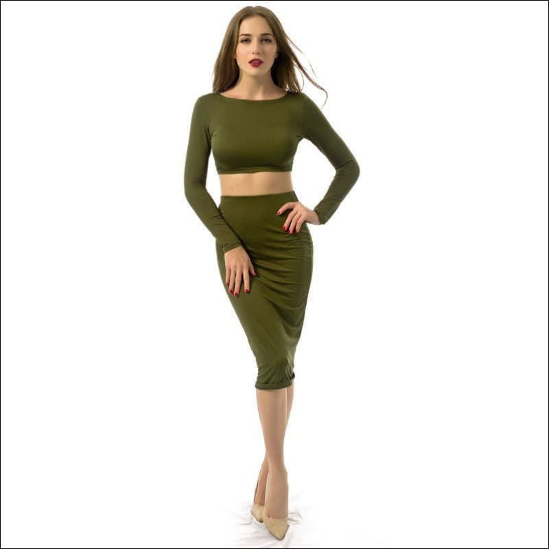 Backless Design Crop Top Tight Skirt Two Pieces Set - S / 