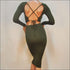 Backless Design Crop Top Tight Skirt Two Pieces Set