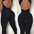 Backless Jacquard Fitness Sports Leggings Jumpsuits