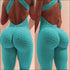 Backless Jacquard Fitness Sports Leggings Jumpsuits