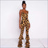 Backless Leopard Sleeveless Sling Flared