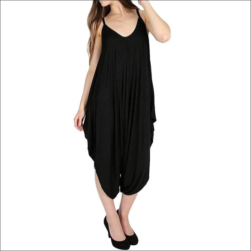 Backless Sleeveless V-neck Irregular Sling Jumpsuits - S / 