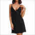 Backless V Neck Solid Color Satin Nightdress