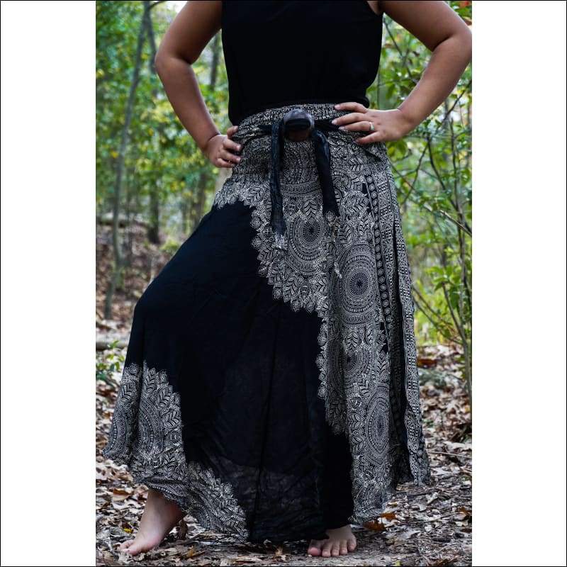 Black Floral Boho Skirt - Skirts