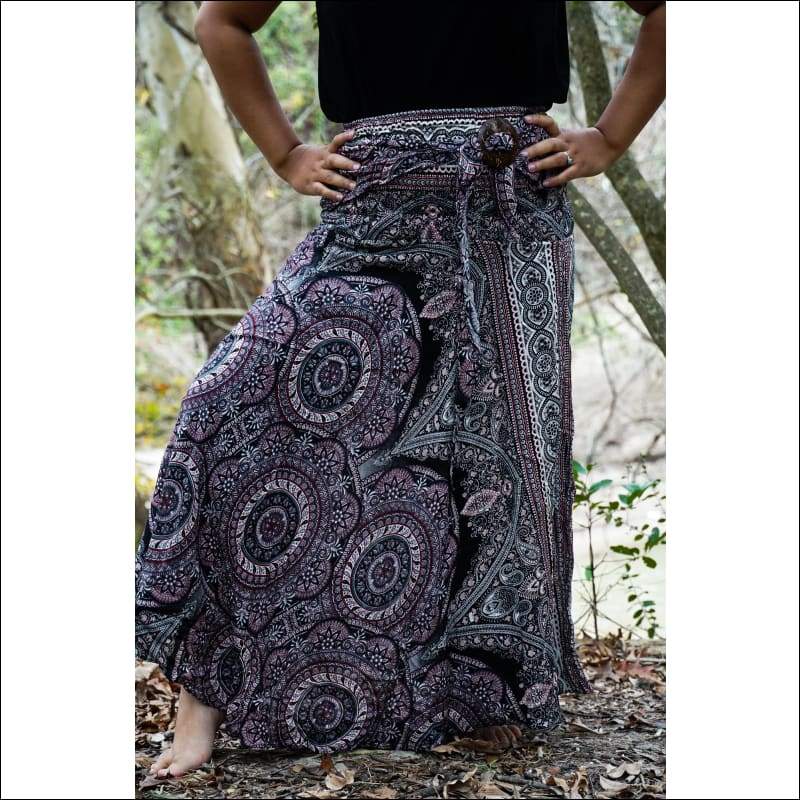 Black Pink Mandala Boho Skirt - Skirts