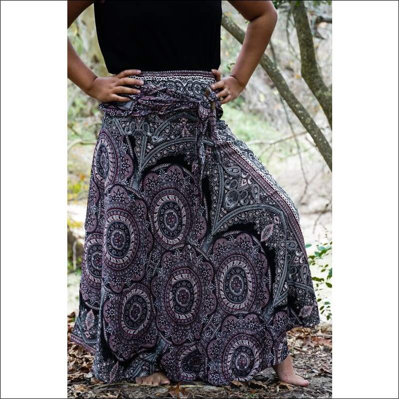 Black Pink Mandala Boho Skirt - Skirts