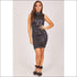 Black Ruched Satin Mini Dress