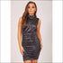 Black Ruched Satin Mini Dress