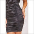 Black Ruched Satin Mini Dress