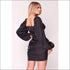 Black Satin Puff Sleeve Bodycon Dress