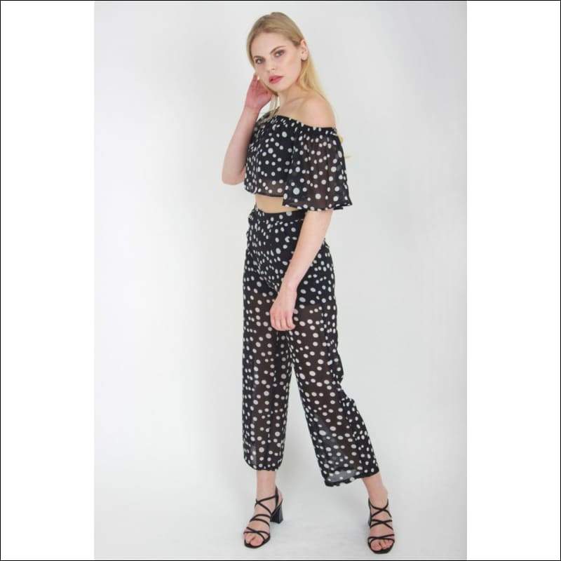 Black Sheer Polka Dot Co-ord - Women’s Clothing
