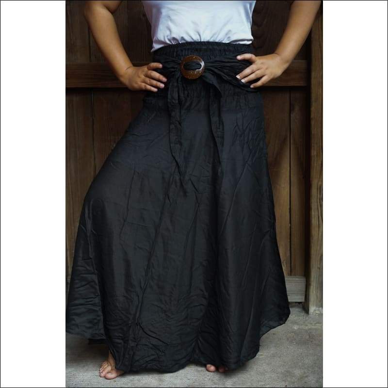 Black Solid Boho Skirt - Skirts