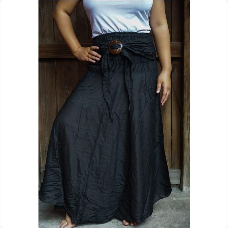 Black Solid Boho Skirt - Skirts