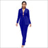 Blazer Straight Pants Suit Set Work Sexy Lapel Lace-up Long-sleeve