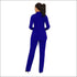 Blazer Straight Pants Suit Set Work Sexy Lapel Lace-up Long-sleeve