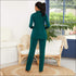 Blazer Straight Pants Suit Set Work Sexy Lapel Lace-up Long-sleeve