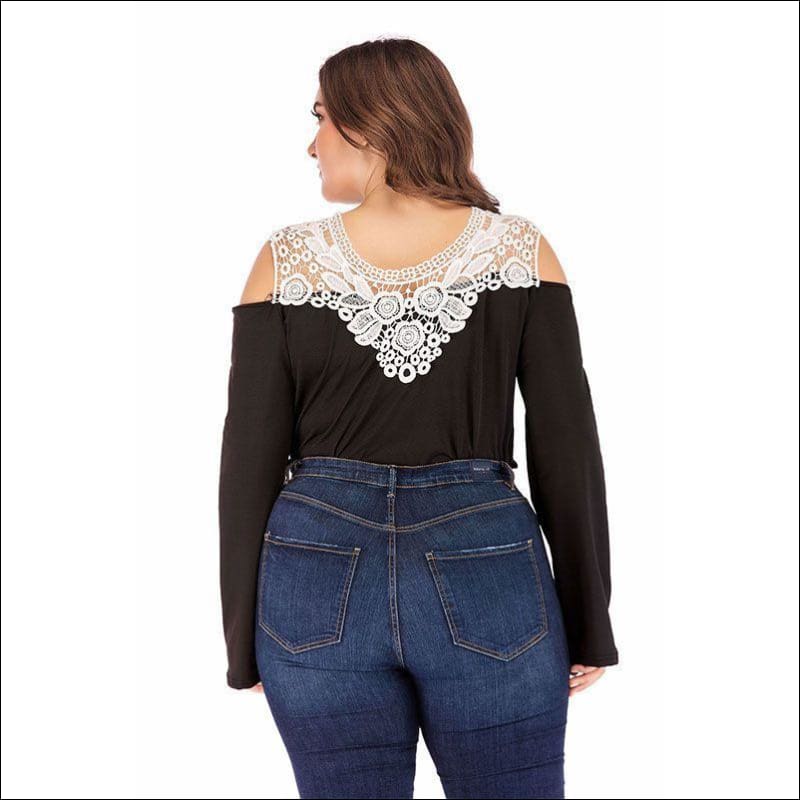Blocking Hollow Lace Design Plus Size Bodysuits - 4XL / 