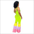 Blocking Layered Design Neon Color Jumpsuits
