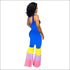 Blocking Layered Design Neon Color Jumpsuits