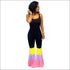 Blocking Layered Design Neon Color Jumpsuits