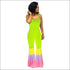 Blocking Layered Design Neon Color Jumpsuits