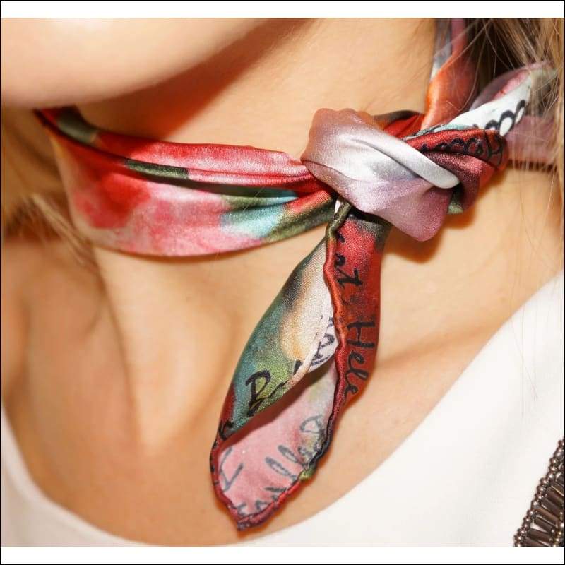 Blooming cherry silk scarf 45x45 cm - Silk Scarves