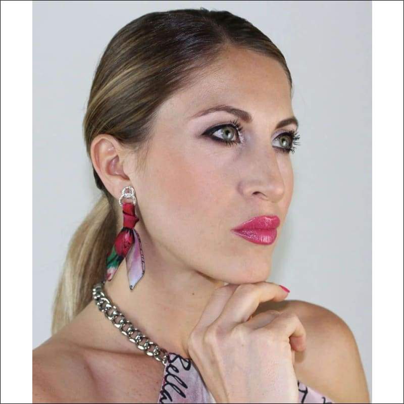 Blooming Cherry silk tie earring & bracelet set - Set & 