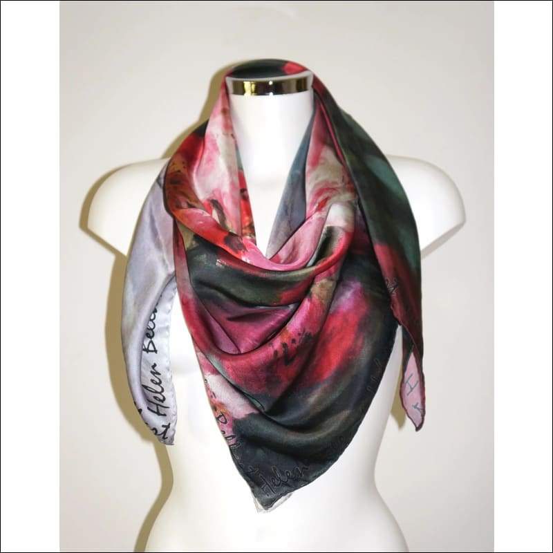 Blooming cherry tree silk scarf 110x110 cm - Silk Scarves