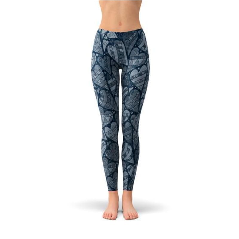 Blue Hearts on Heart Leggings - Leggings