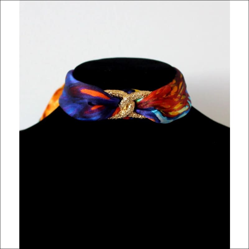 Blue Iris Choker Necklace - Gold - Chokers - Necklaces