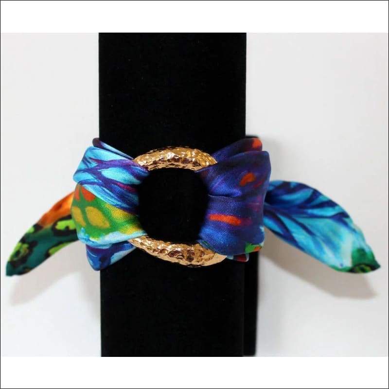 Blue Iris silk bracelet - Gold - Bracelets